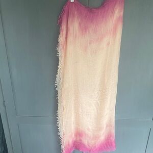 Eileen Fisher Pink and Cream Fringe Scarf